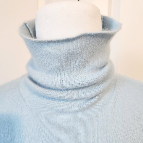 Women's Ruched Long Sleeve Context Cashmere Blend Light Blue Sweater Size XL - Picture 5 of 13